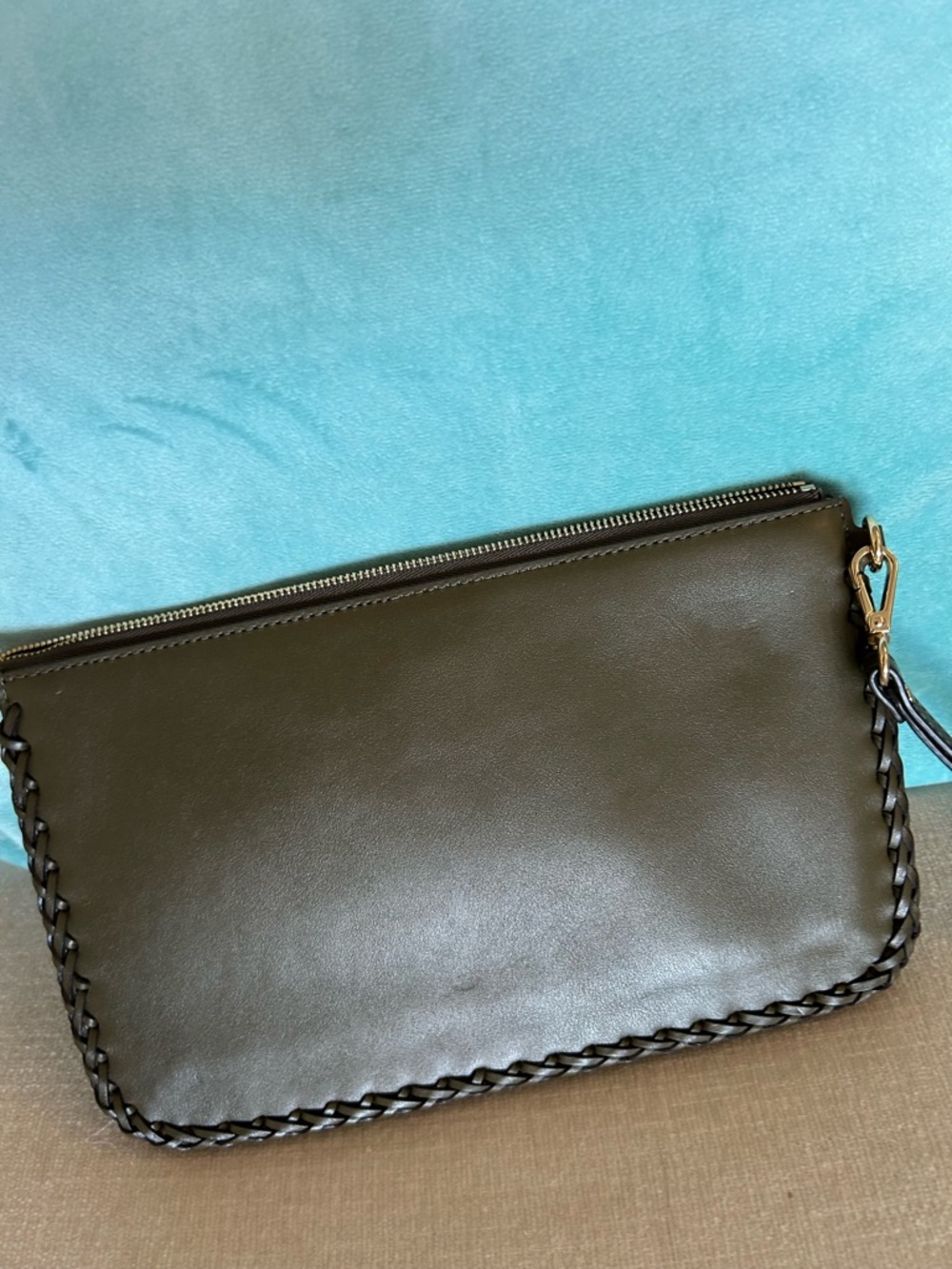 Michael Kors Olive, Gray & White Floral Appliqué Wristlet - Picture 3 of 3